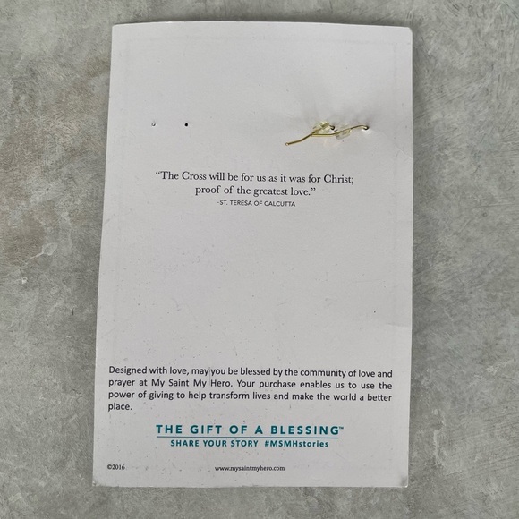 My Saint My Hero Ribbons Of Faith Earrings Cross Christian Jewelry Gift NEW - Picture 4 of 6